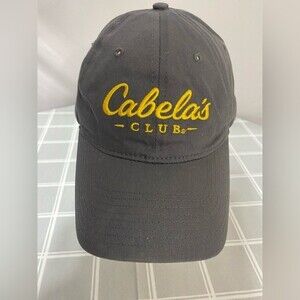 Cabelas Club Grey Adjustable Strap Hat Baseball Cap Embroidered